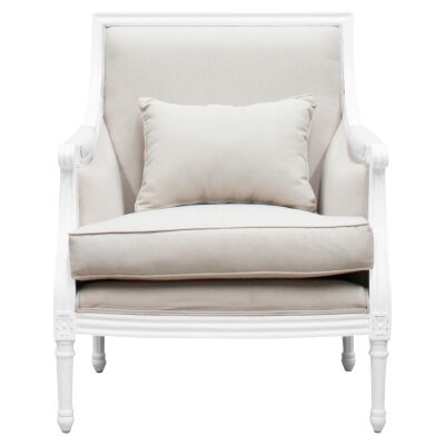Lapalisse Handcrafted Fabric & Mindi Wood Armchair, White