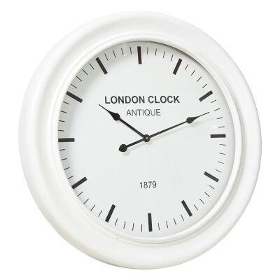 London Classic Wooden Round Wall Clock, 78cm, White