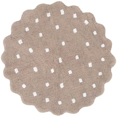 Mellow Handmade Machine Washable Round Cotton Kids Rug, Mushroom Beige, 160cm