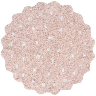 Mellow Handmade Machine Washable Round Cotton Kids Rug, Blush Pink, 160cm