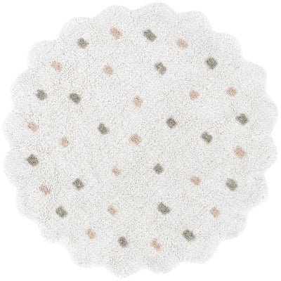 Mellow Handmade Machine Washable Round Cotton Kids Rug, White, 160cm