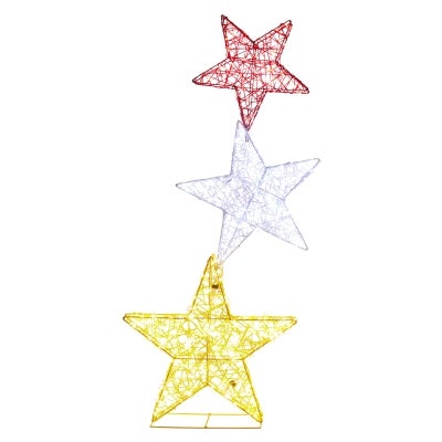 Triple Star LED Light Up Indoor / Outdoor Christmas Stack Ornament, 120cm