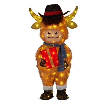 Hearth LED Light Up Indoor / Outdoor Christmas Highland Cow Figurine, 96cm