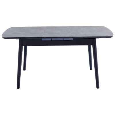 Mateo Ceramic Top Pop Up Extension Dining Table, 120-160cm, Grey / Black