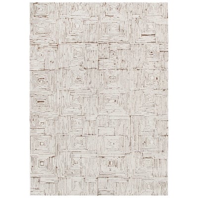 Mila Geometric Squares Modern Rug, 330x240cm, Cream