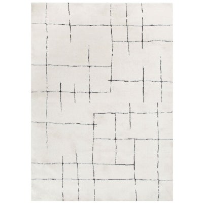 Mila Abstract Lines Modern Rug, 230x160cm, Cream / Black