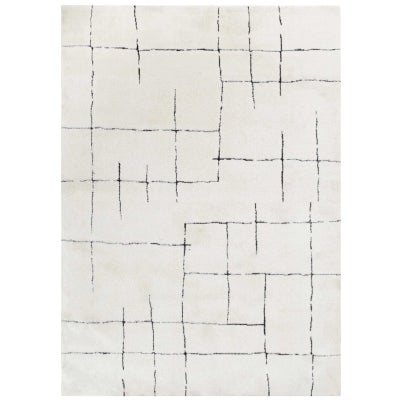 Mila Abstract Lines Modern Rug, 290x200cm, Cream / Black