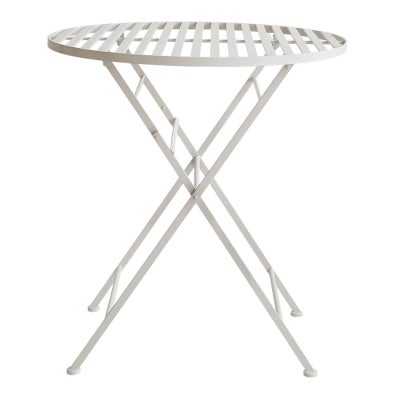 Oliveira Iron Foldable Round Balcony Table, 70cm, White