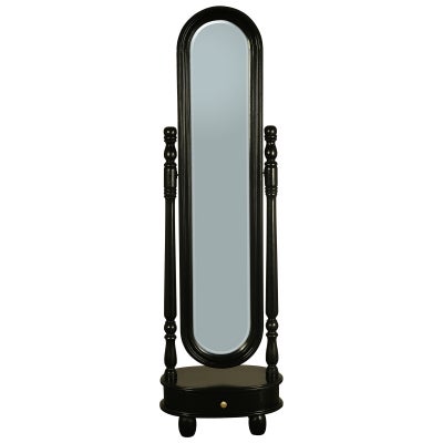 Sierra Mahogany Timber Oval Cheval Floor Mirror, 180cm, Black