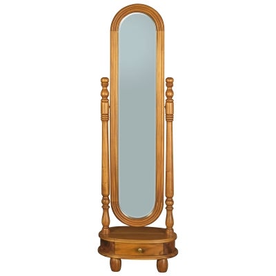 Sierra Mahogany Timber Oval Cheval Floor Mirror, 180cm, Caramel