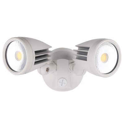 Fortress II IP54 Exterior LED Security Light, 2 Head, CCT, White