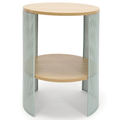 Mollie Iron & Wood Round Side Table, Sage / Natural
