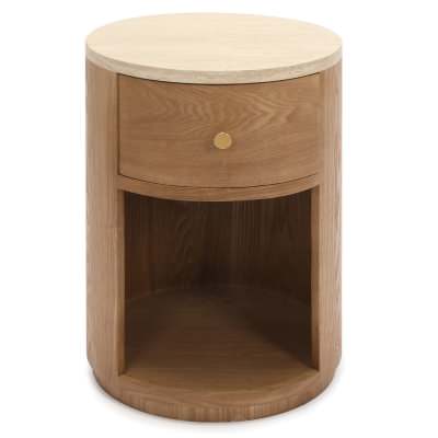 Carlo Wooden Round Bedside Table