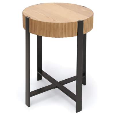 Elias Iron & Wood Round Side Table