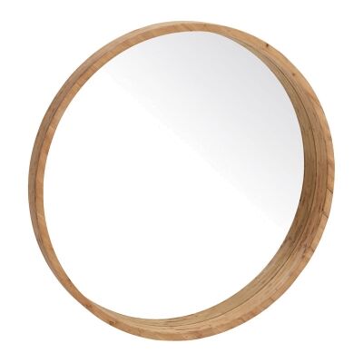 Colton Wooden Frame Round Wall Mirror, 120cm