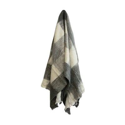 Boyette Wool Blend Throw, 125x150cm, Grey Check