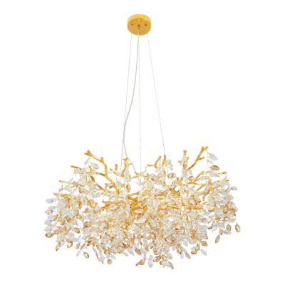 Molena Aluminium & Crystal Glass Pendant Light, 10 Light, Gold