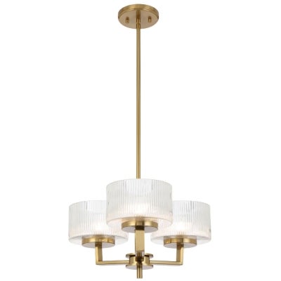 Moreno II Iron & Glass Chandelier, 3 Light, Antique Gold