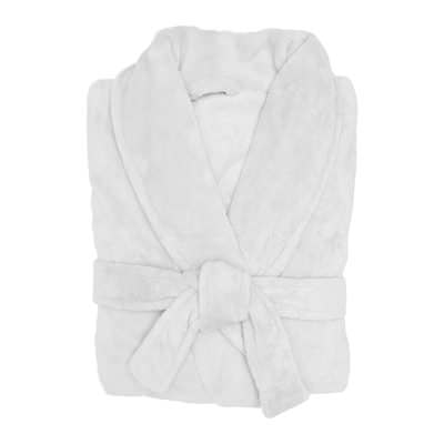 Bambury Microplush Bath Robe, Medium / Large, White