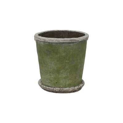 Moai Cement Planter Pot with Saucer, Small, Evergreen