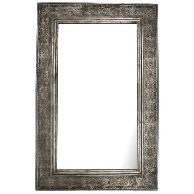 Miers Cutout Metal Frame Rectangular Wall Mirror, 123cm, Patina Silver