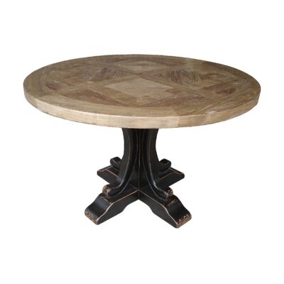 Ronde Reclaimed Elm Timber Round Dining Table, 120cm, Natural / Distressed Black