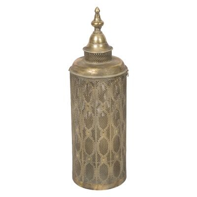 Aladdin Metal Filigree Floor Lantern, Small, Antique Brass