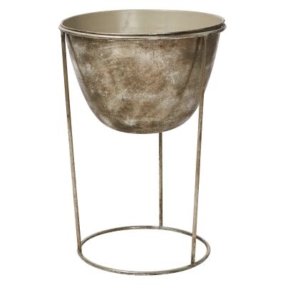 Donato Metal Planter / Ice Bucket, Rustic Silver