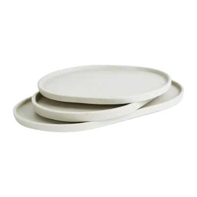 Esher 3 Piece Polystone Oval Platter Set, Sand