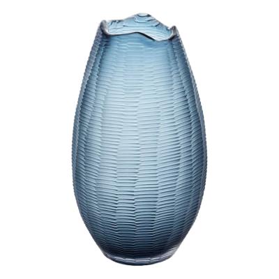 Artem Carved Glass Vase, Large, Blue