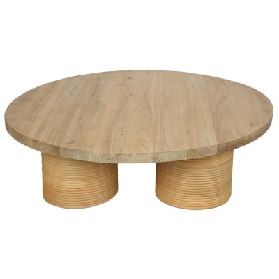 Casa Timber  & Rattan Round Coffee Table, 110cm