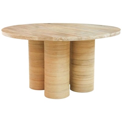 Casa Timber  & Rattan Round Dining Table, 140cm