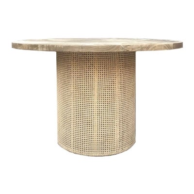 Zoe Timber & Rattan Round Dining Table, 120cm, Natural