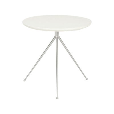 Trigg Concrete & Stainless Steel Indoor / Outdoor Round Side Table, Small, Ivory / Silver