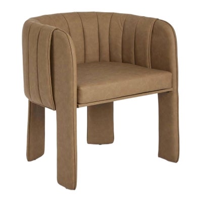 Clara PU Leather Carver Dining Chair, Tan