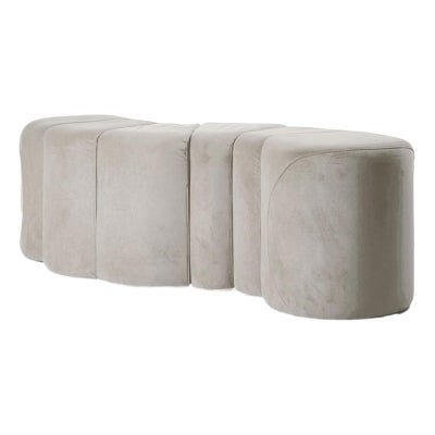 Ridge Velvet Fabric Ottoman Bench, Dune