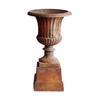 Barrowton Small Cast Iron Garden Urn - Rust