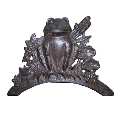 Cast Iron Frog Garden Hose Holder, Antique Rust