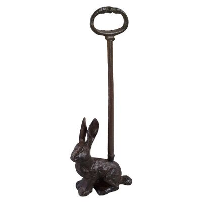 Fernley Cast Iron Door Stopper with Handle, Rabbit, Antique Rust