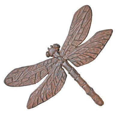 Dragonfly Cast Iron Stepping Stone, Antique Rust