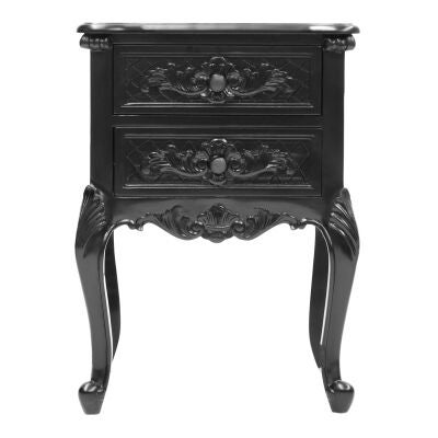 Challuy Hand Crafted Mahogany Bedside Table, Black