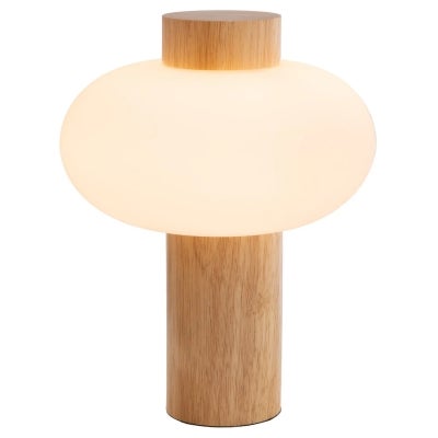 Saxe Glass & Timber Table Lamp, Natural