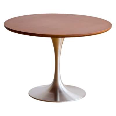 Almoro Boxwood & Stainless Steel Round Dining Table, Timber Top, 120cm