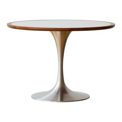 Almoro Boxwood & Stainless Steel Round Dining Table, Sintered Stone Top, 95cm