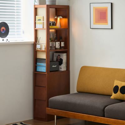 Mies Boxwood Slim Display Shelf with Drawers