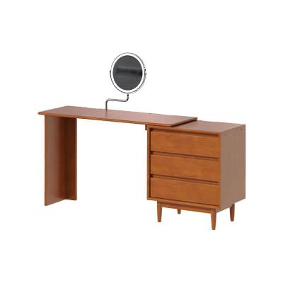 Alvorn Boxwood 3 Drawer Configurable Dressing Table with Mirror