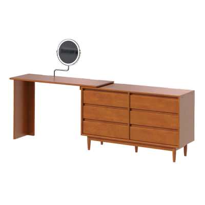 Alvorn Boxwood 6 Drawer Configurable Dressing Table with Mirror