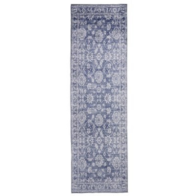 Megan Transitional Machine Washable Runner Rug, 300x90cm, Blue