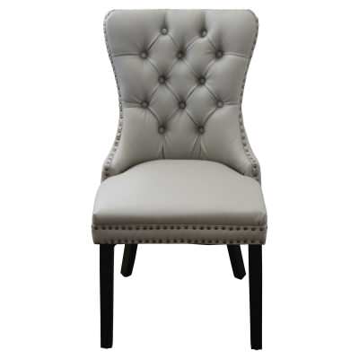 Millden Tufted Faux Leather Dining Chair, Set of 2, Grey