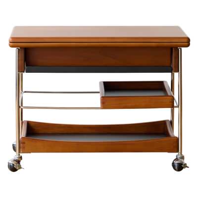 Misaku Boxwood & Stainless Steel Extension Top Coffee Table / Drink Trolley, 46-92cm